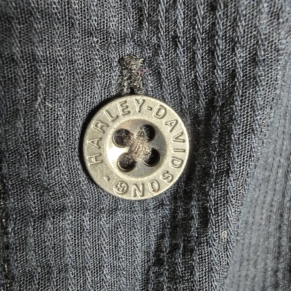 Harley-Davidson Men's Vintage Blue and Black Button Down Shirt Size L Moto - Picture 11 of 14